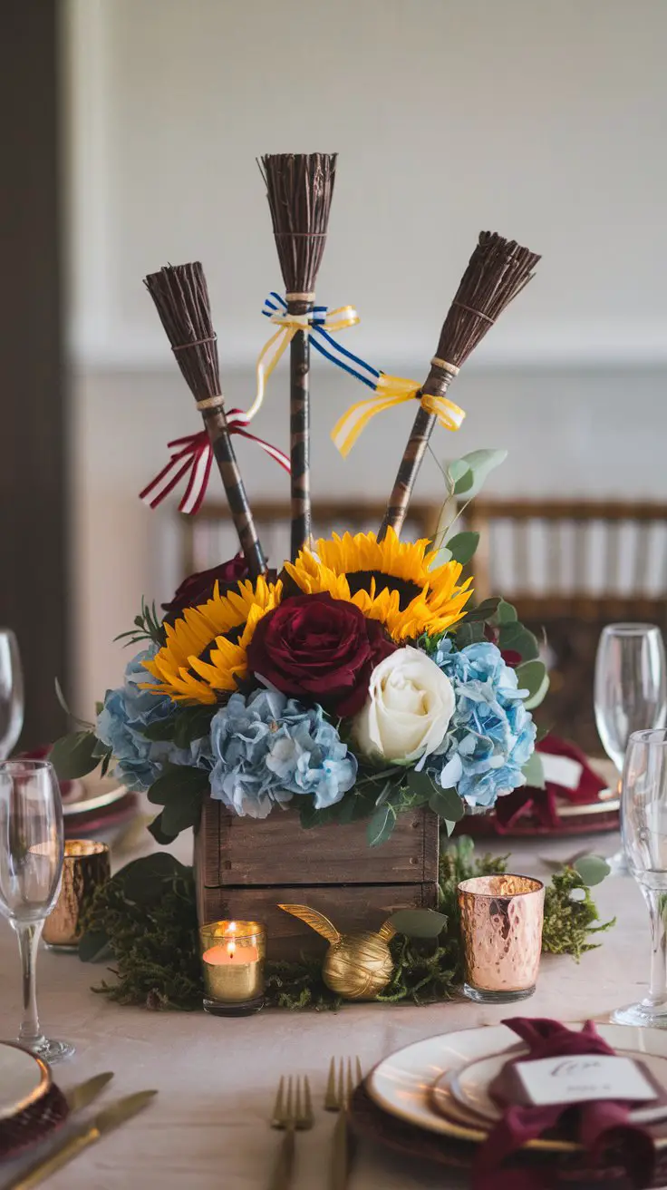 Quidditch Broomstick Centerpieces