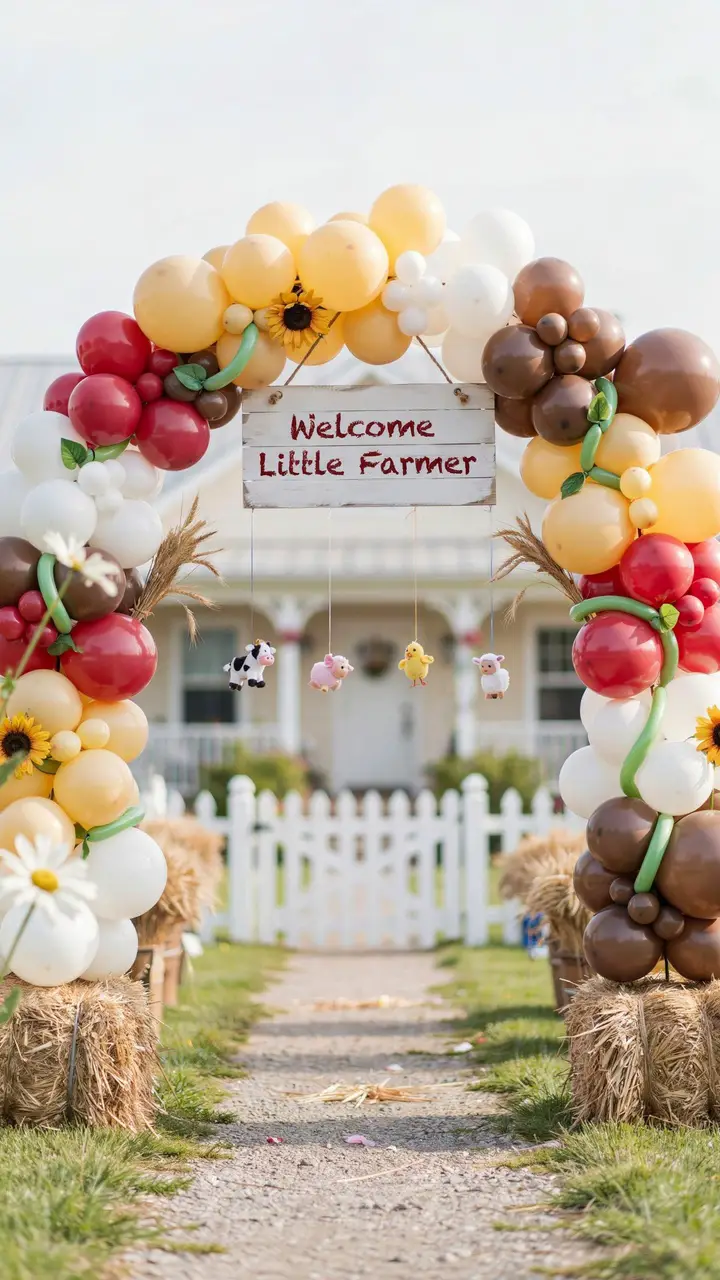 Red Barn Balloon Arch Entrance