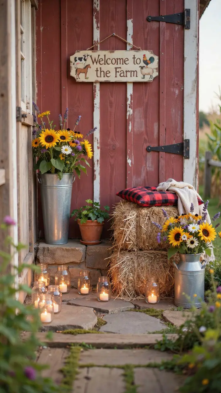 Rustic Barn Door Welcome Display