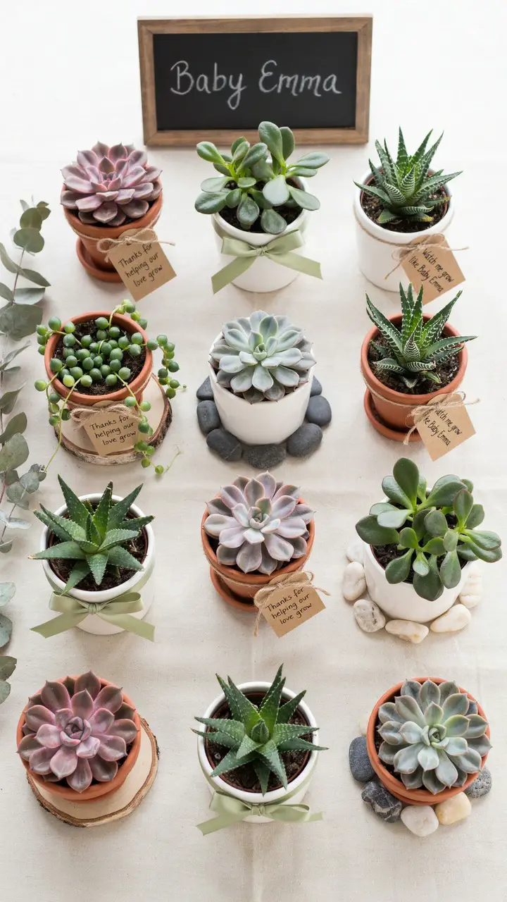 Succulent Party Favors in Mini Pots