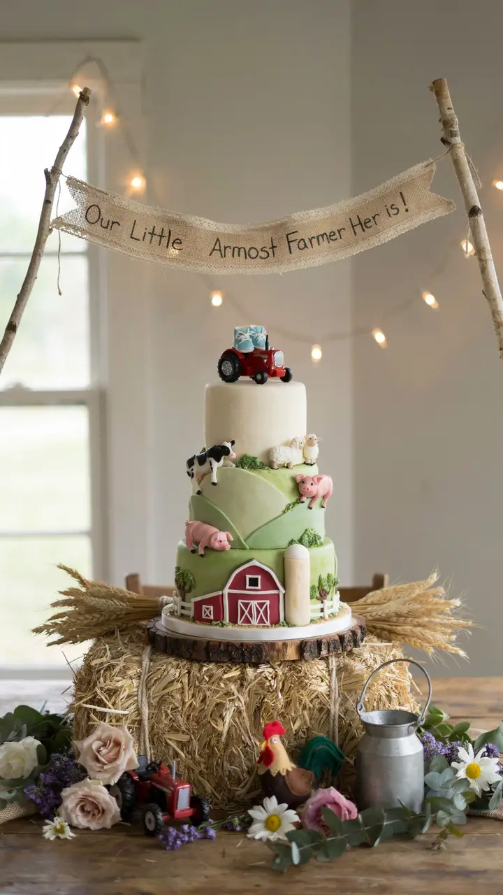 Tractor Baby Shower Cake Display