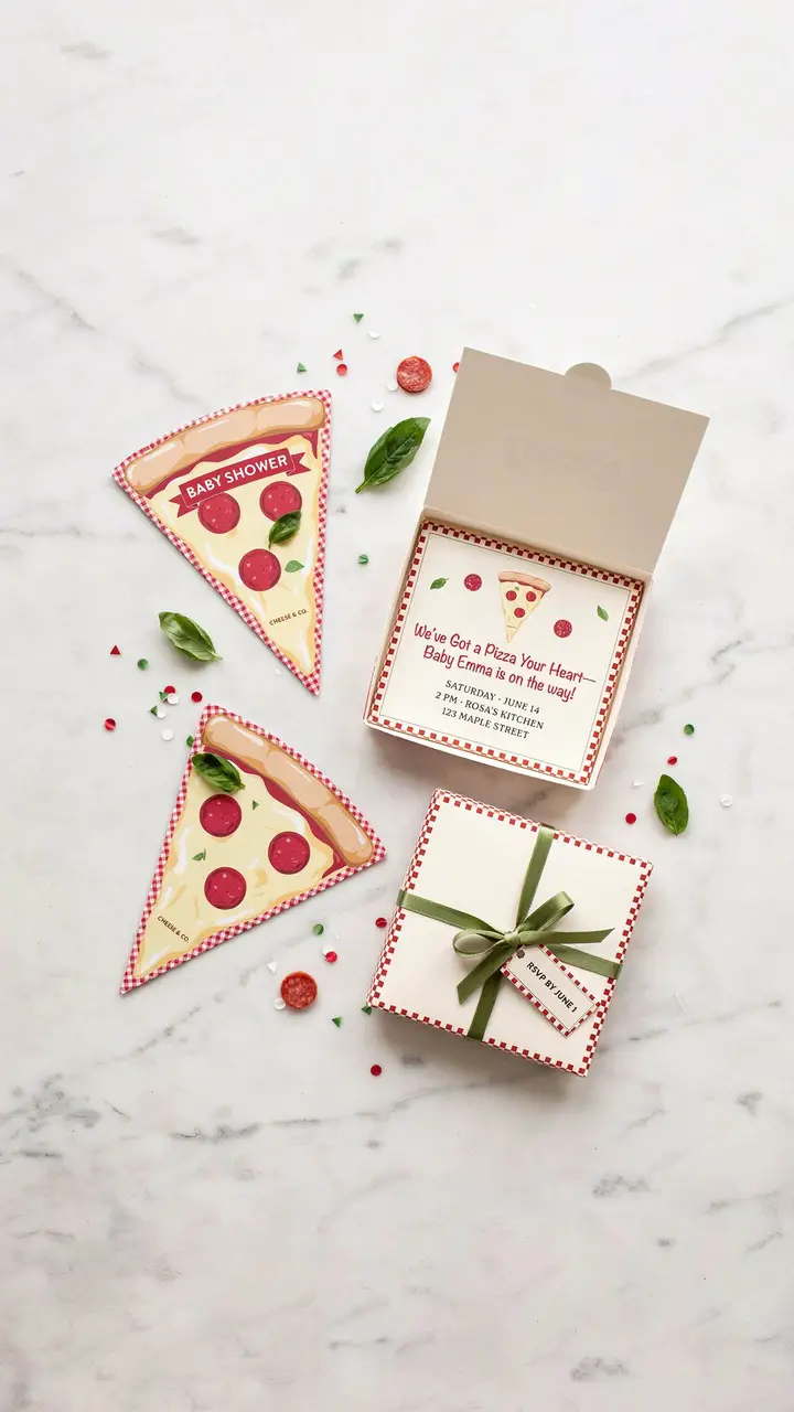 “We’ve Got a Pizza Your Heart” Invitation Suite