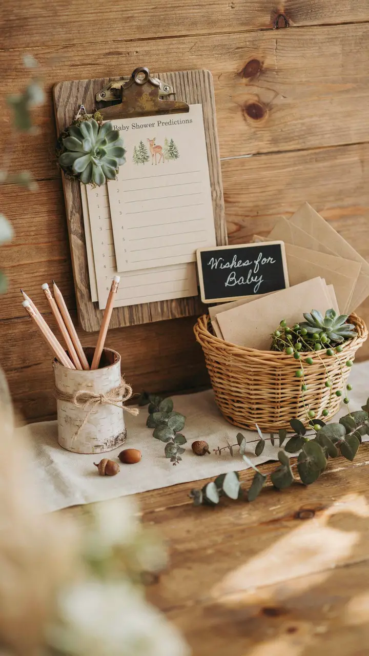 Woodland Baby Predictions and Wishes Cards