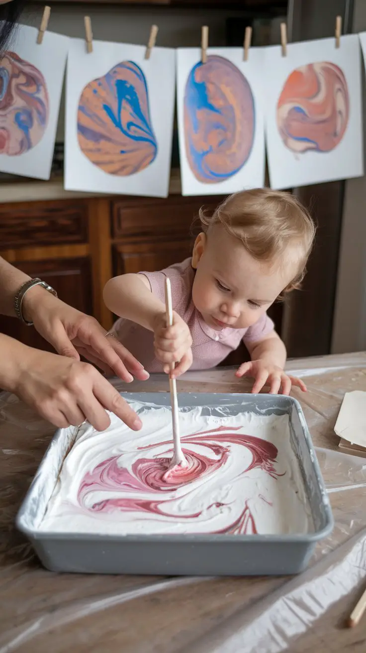 Shaving Cream Marbling (Sensory Art Magic)