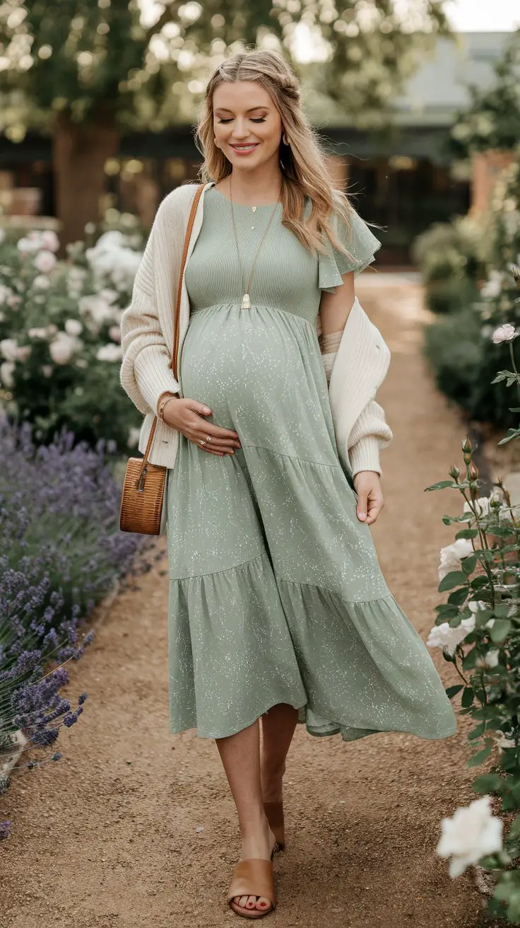 The Midi Dress with Cardigan Charm