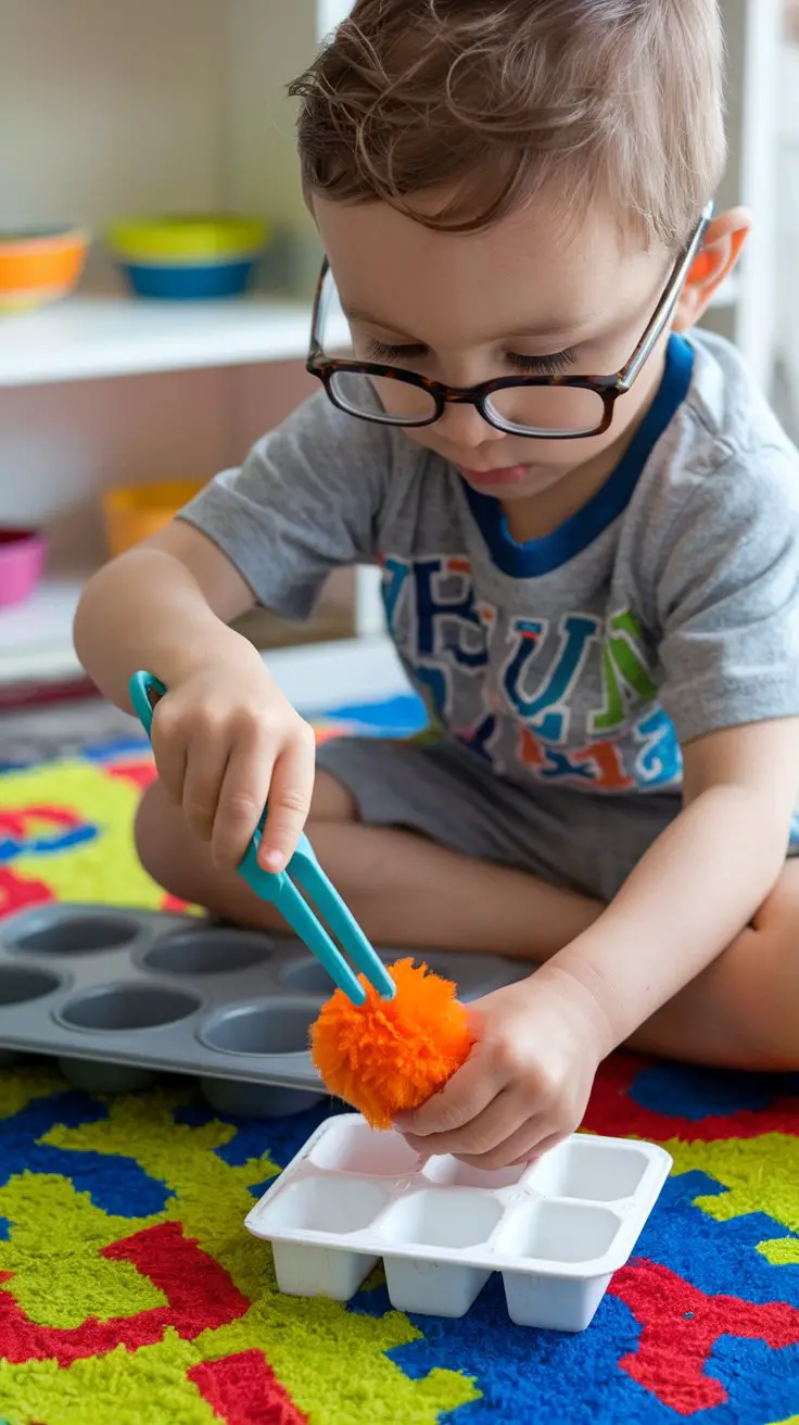 Tweezers and Pom-Pom Sorting