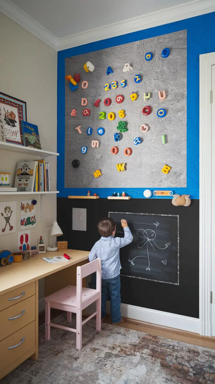 Magnetic or Chalkboard Paint on One Wall