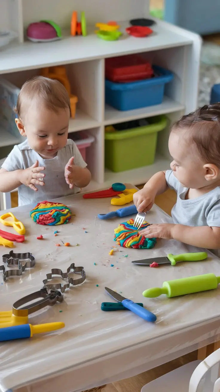 Playdough Station With Kitchen Tools