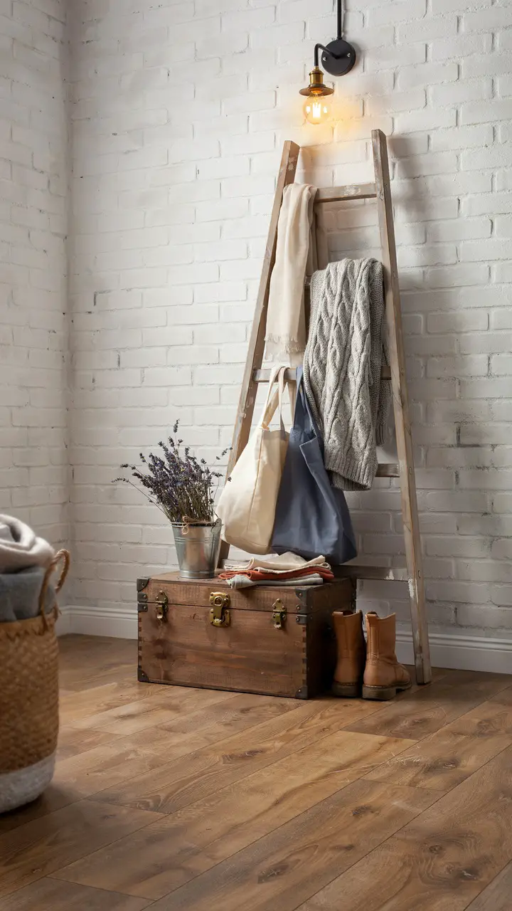 Antique Ladder as a Display and Hanging Rail