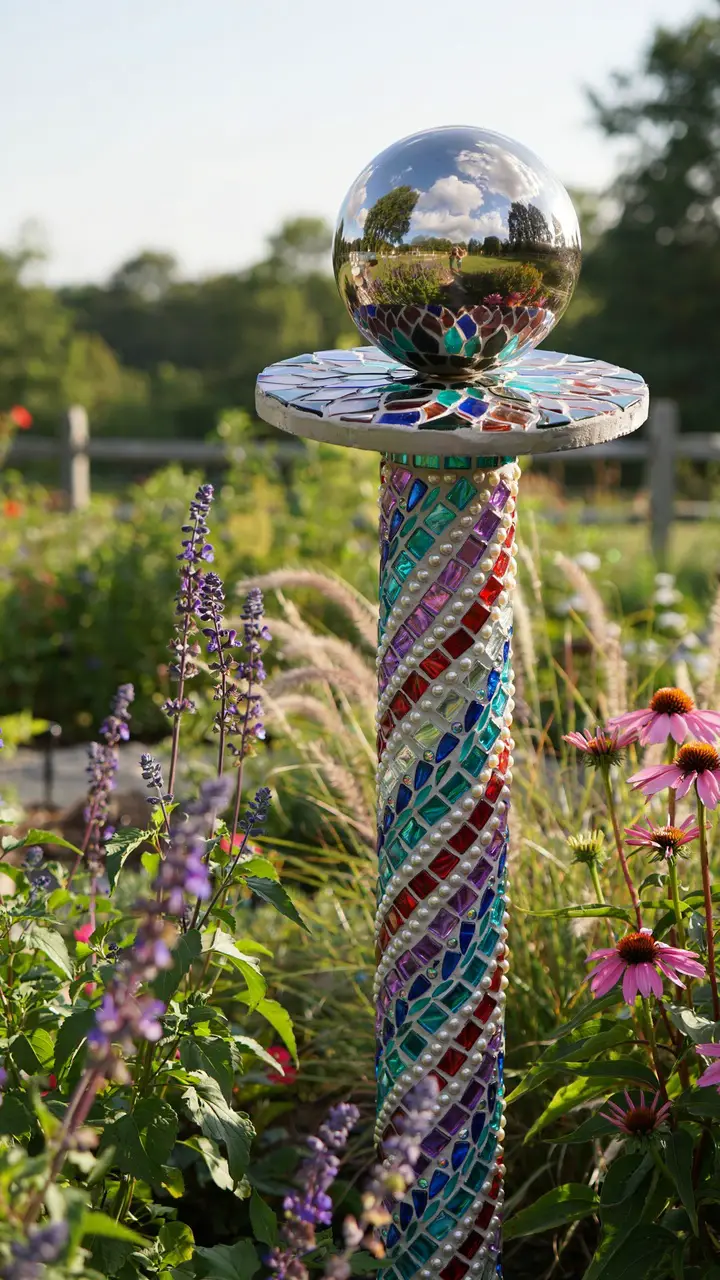 Mosaic Garden Gazing Ball Stand