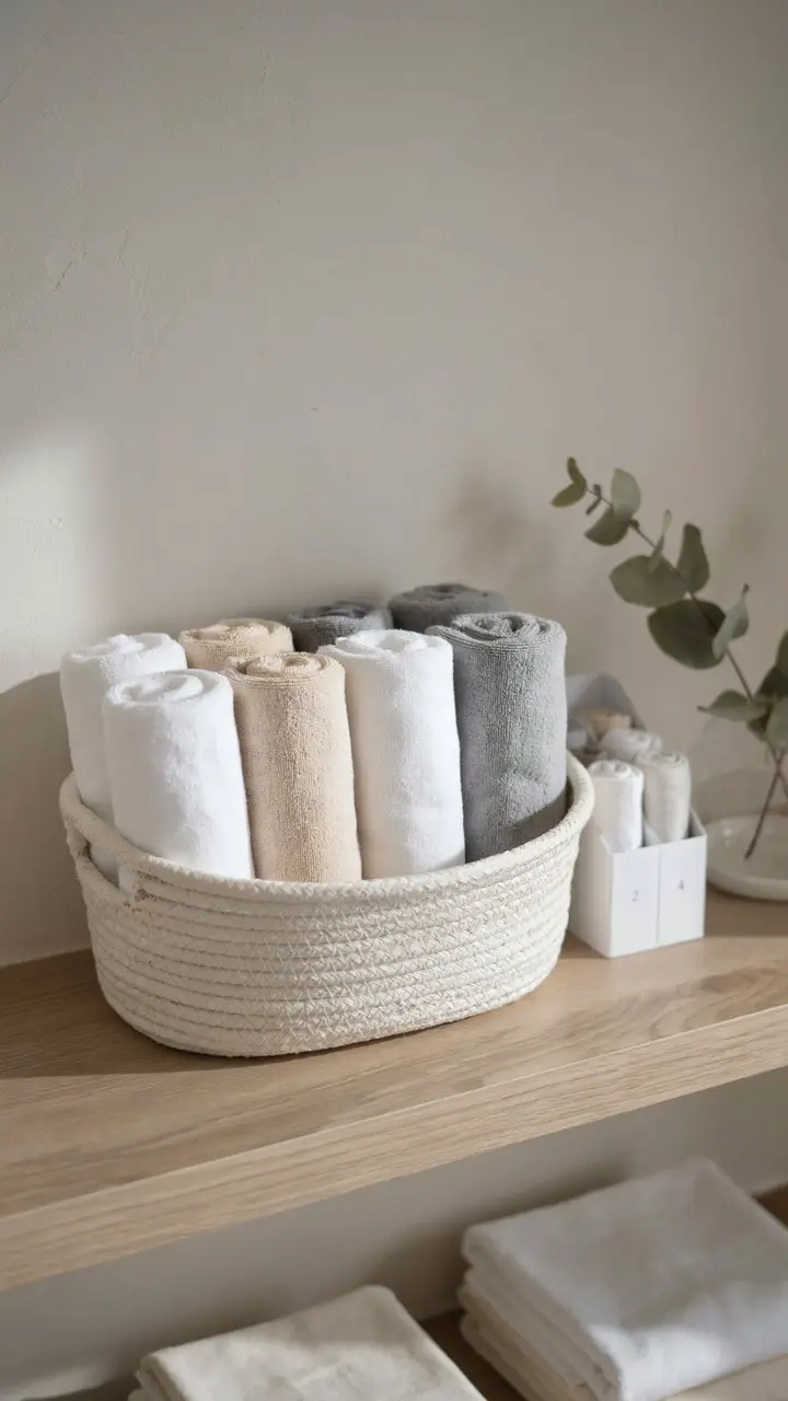 Roll Towels and Use a File Sorter for Washcloths