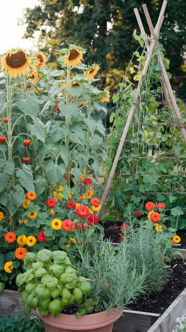 Sunflowers and Vegetables The Kitchen Garden Combination