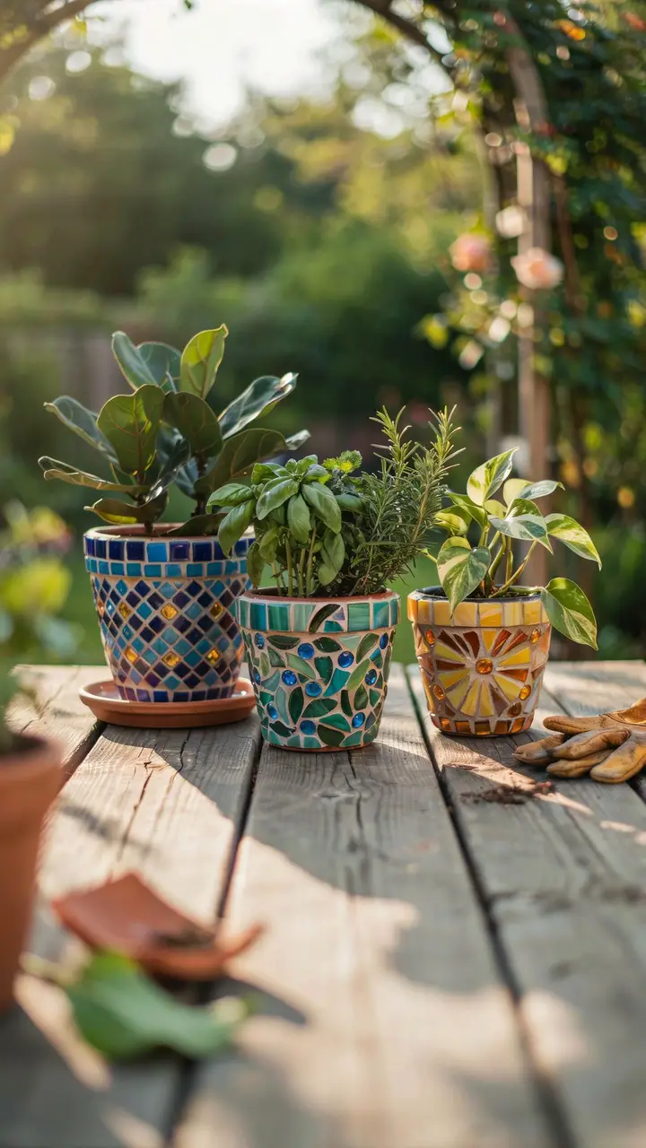 Terra Cotta Pot Mosaic Makeover