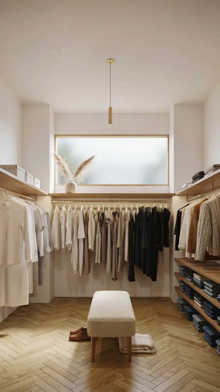 The “Boutique Hotel” Closet Uniform Hangers and a Neutral Palette