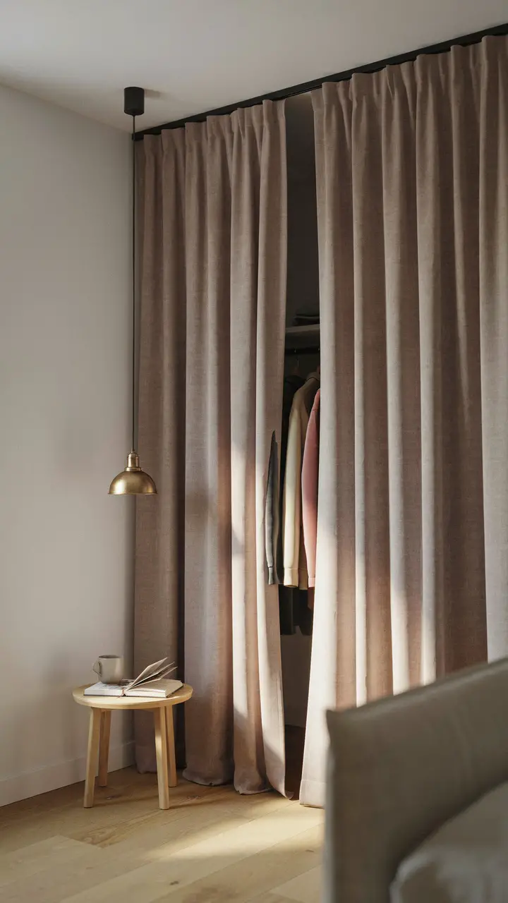 The Floor-to-Ceiling Curtain Partition Closet