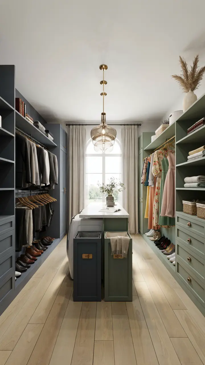 The His-and-Hers Divided Closet-Laundry