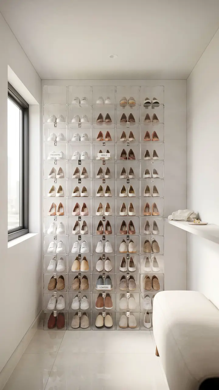 Use Clear Shoe Storage Boxes