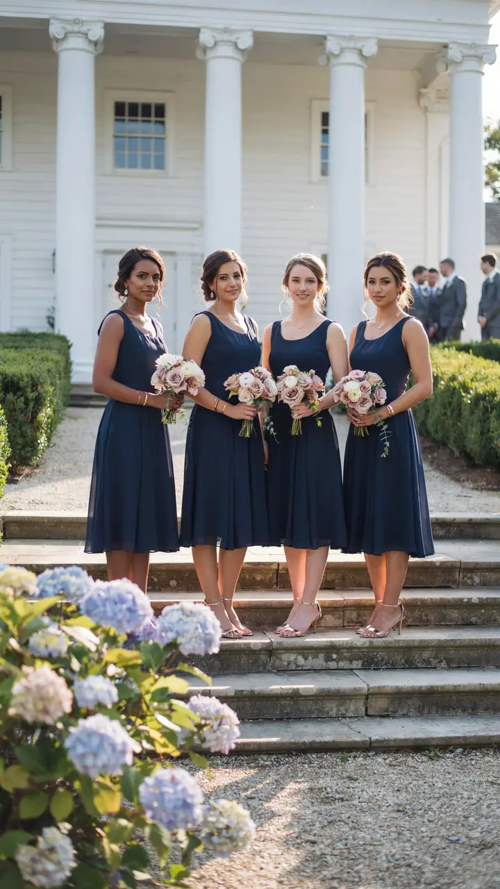 Classic Navy Midi Dress