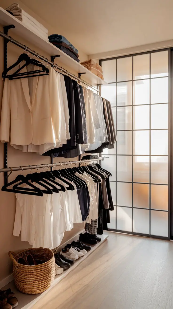 Double Your Hanging Space With a Second Rod