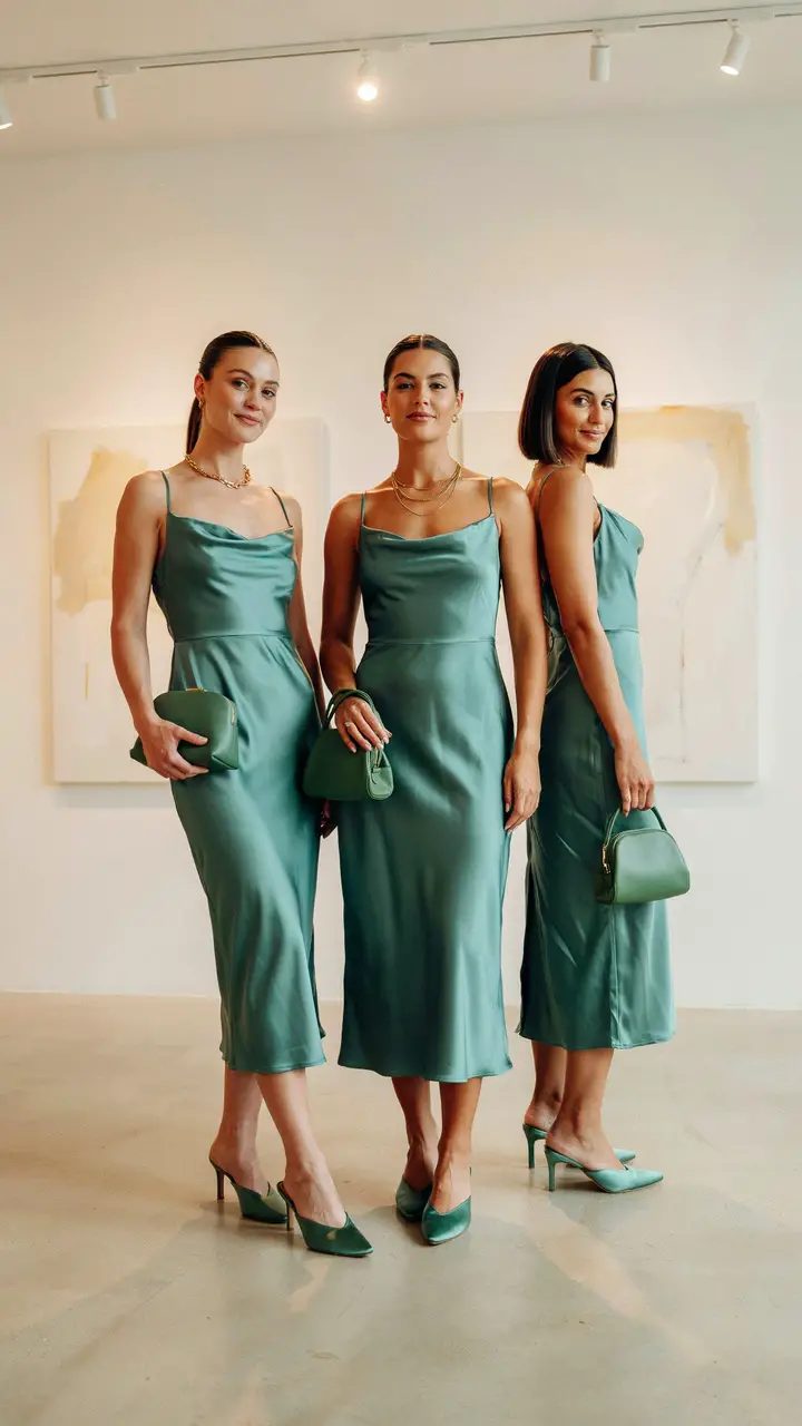 Emerald Green Satin Slip Dress