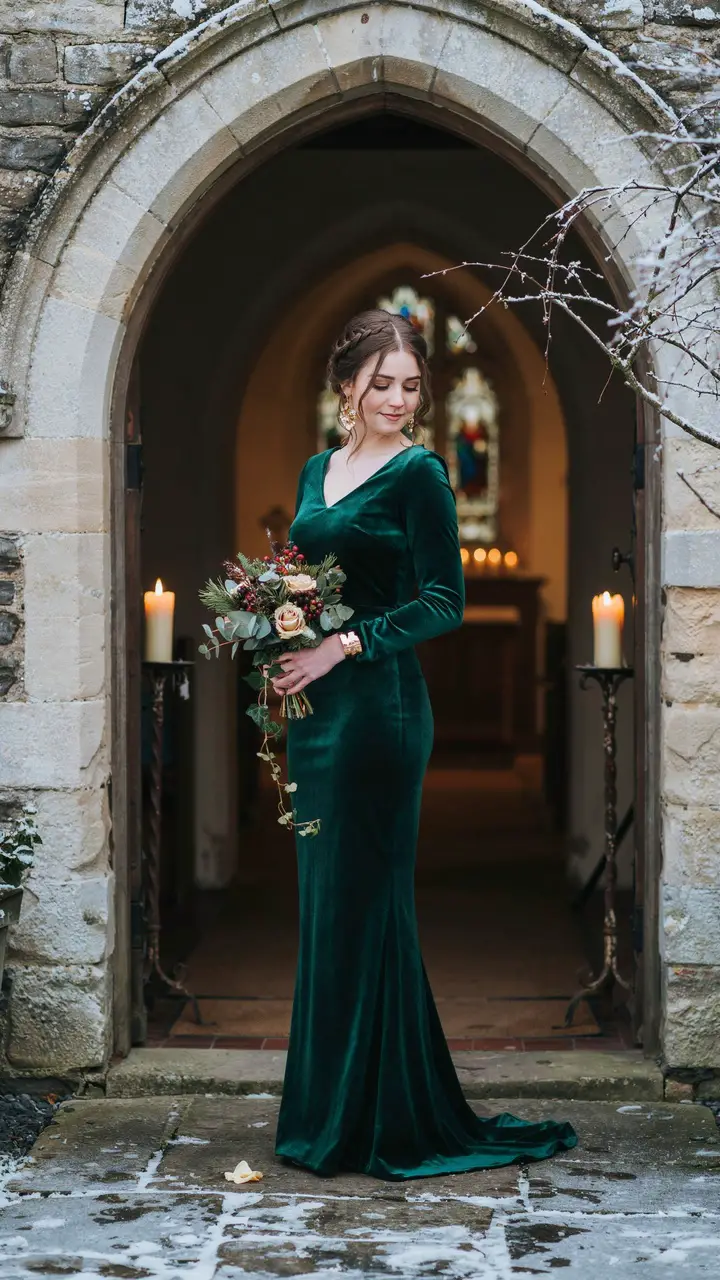 Forest Green Velvet Dress