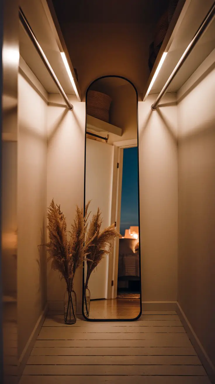 Install a Slim Mirror to Visually Double the Space