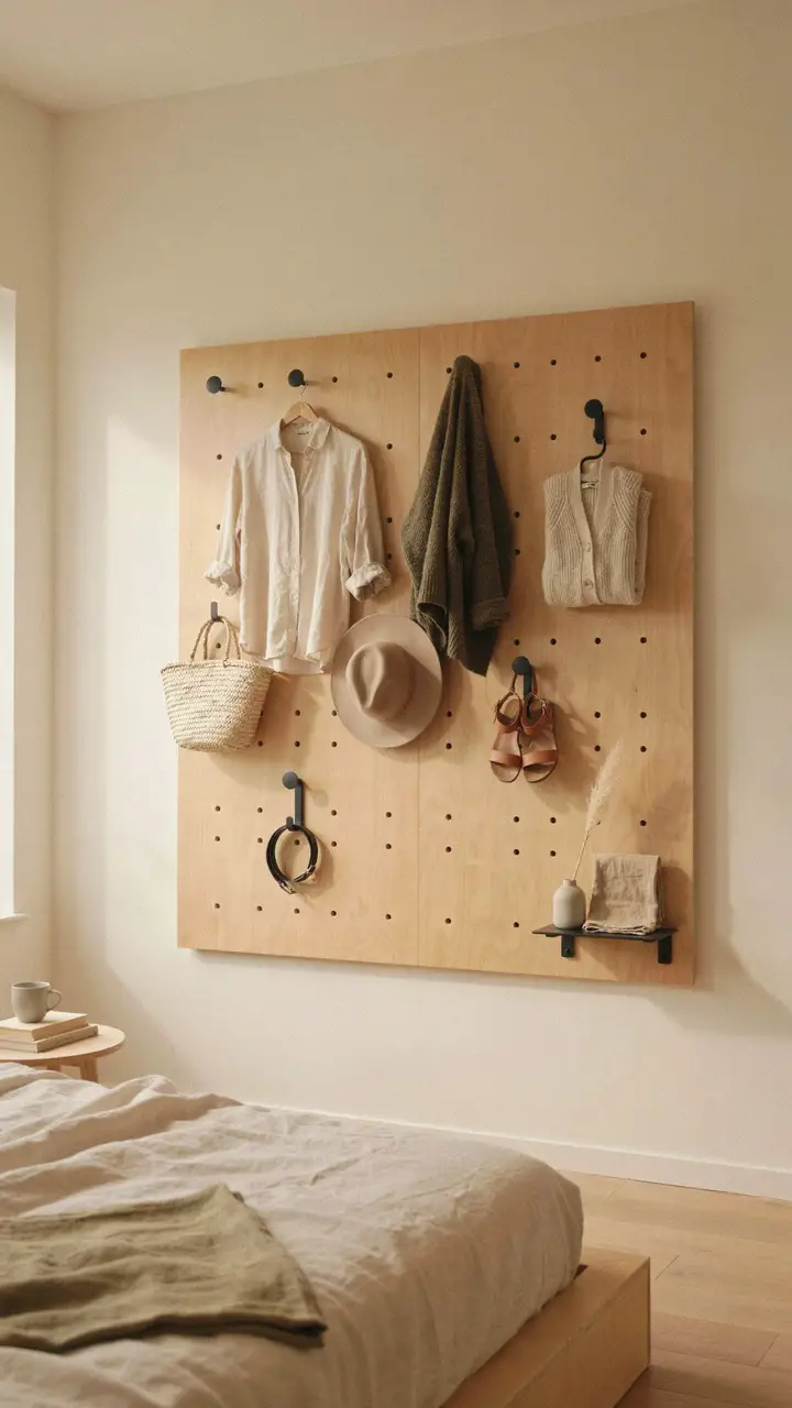 Pegboard and Hook System with Japandi Styling