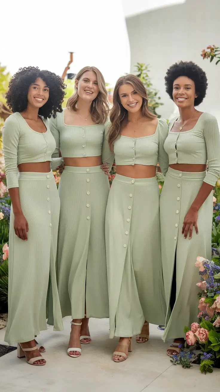 The Button-Front Long Skirt and Top Set