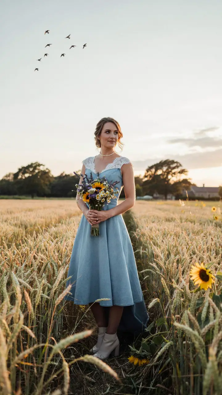 The Classic A-Line Denim Wedding Dress