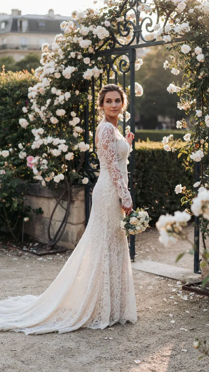 The Classic French Lace A-Line Gown