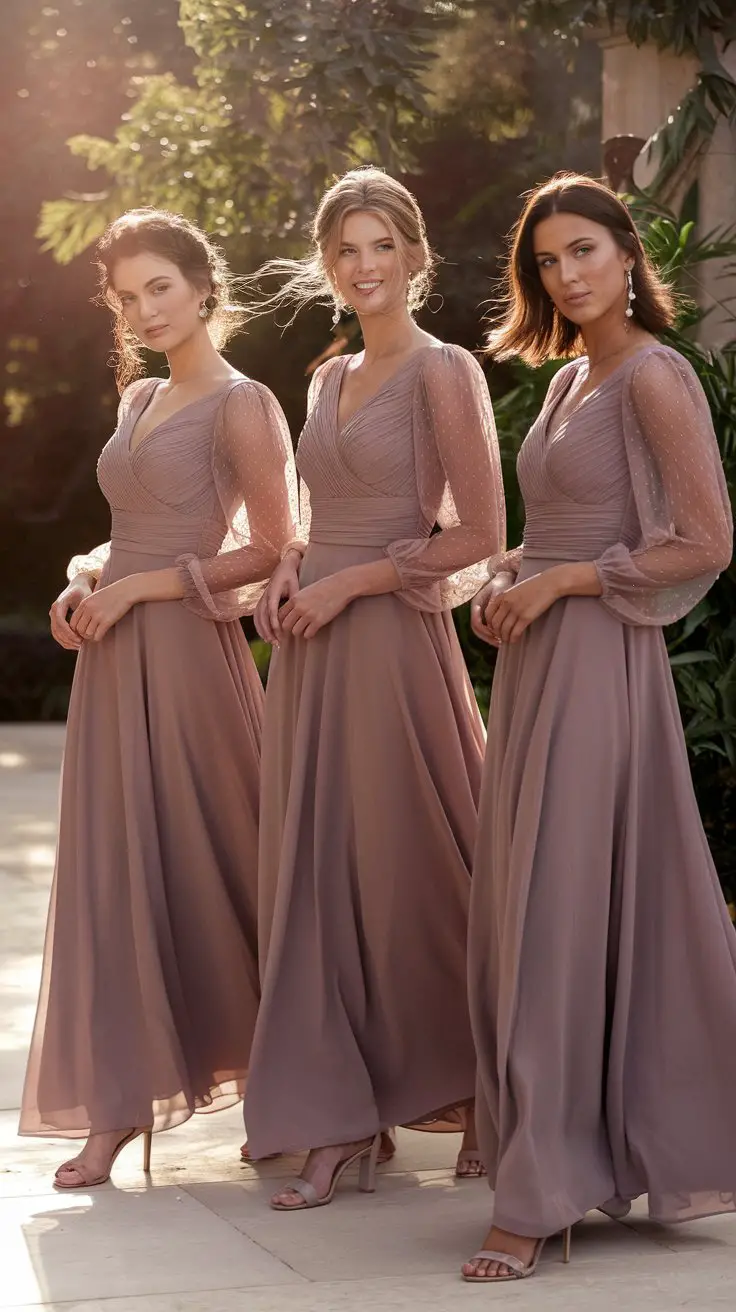 The Classic Long-Sleeve Chiffon Gown