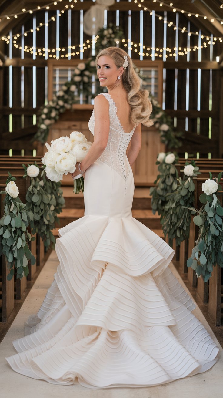 The Corset-Bodice Tulle Gown with a Deep V-Back