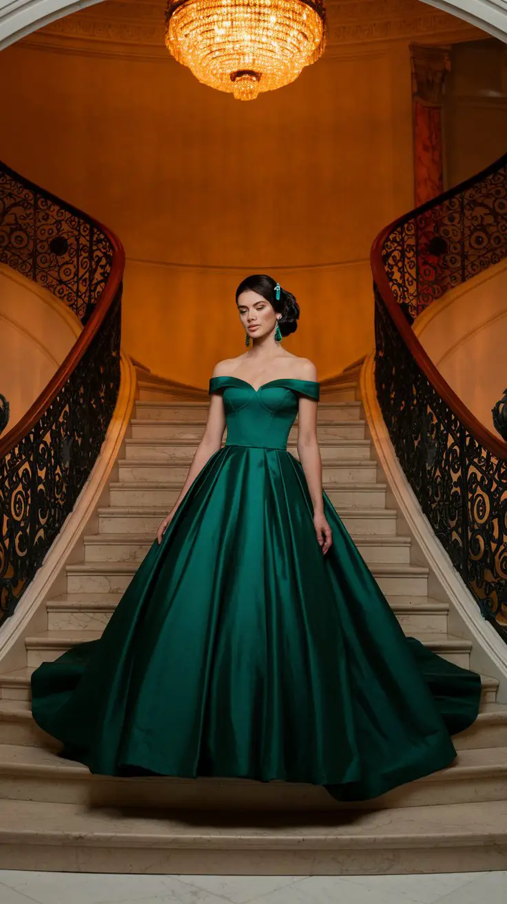 The Deep Forest Green Ball Gown