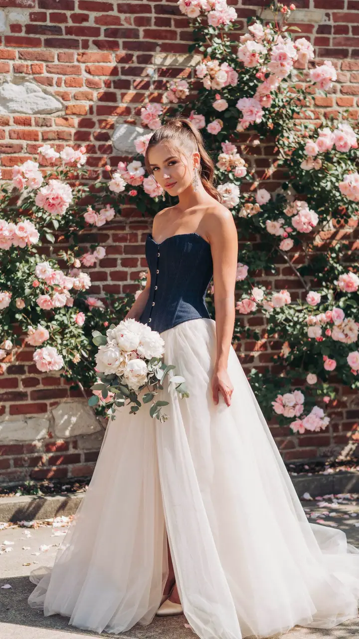 The Denim Corset and Tulle Skirt Combination