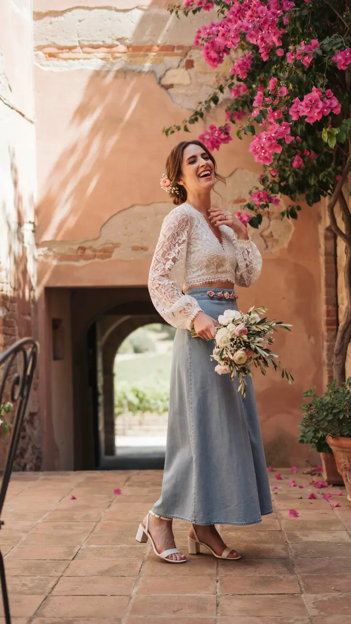 The Denim Maxi Skirt Bridal Set