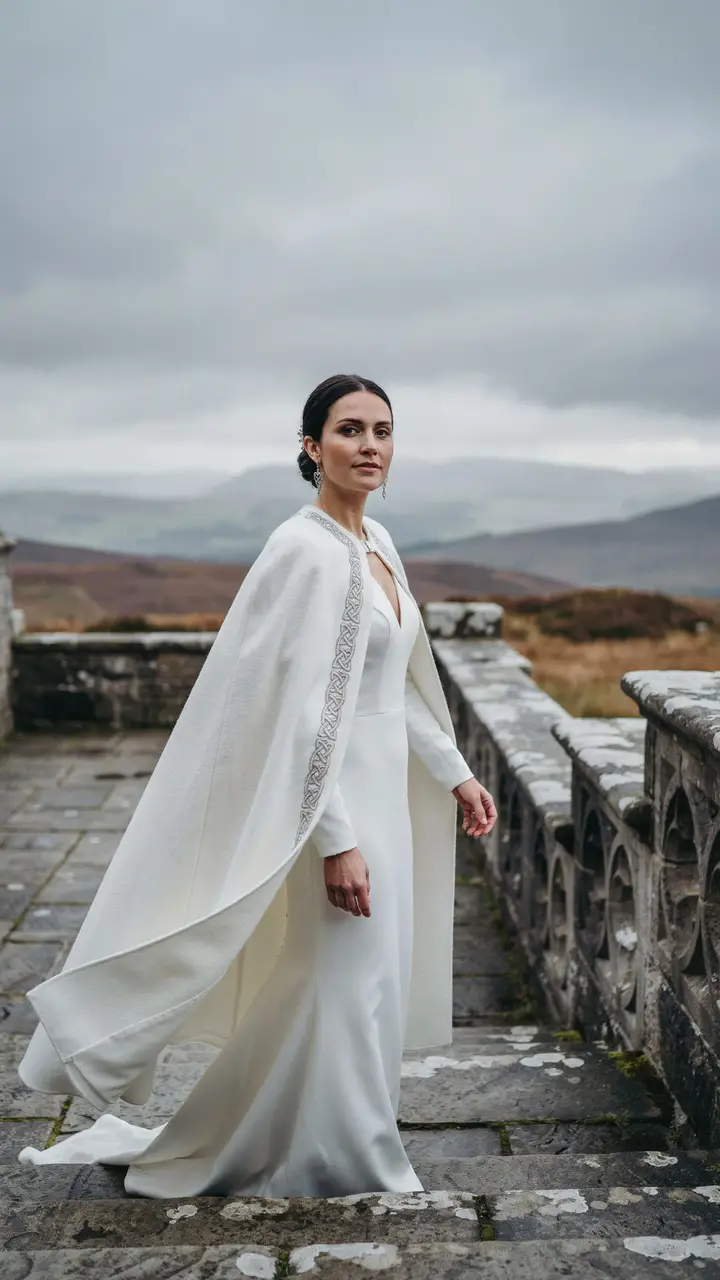 The Dramatic Cape Wedding Gown