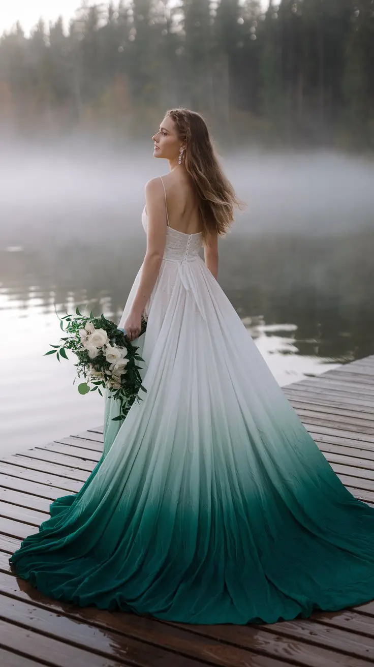 The Dreamy Green Ombre Wedding Gown