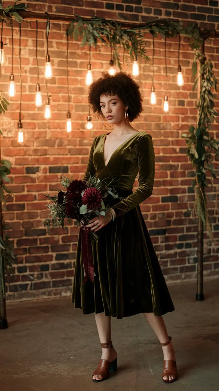 The Edgy Velvet Hunter Green Midi