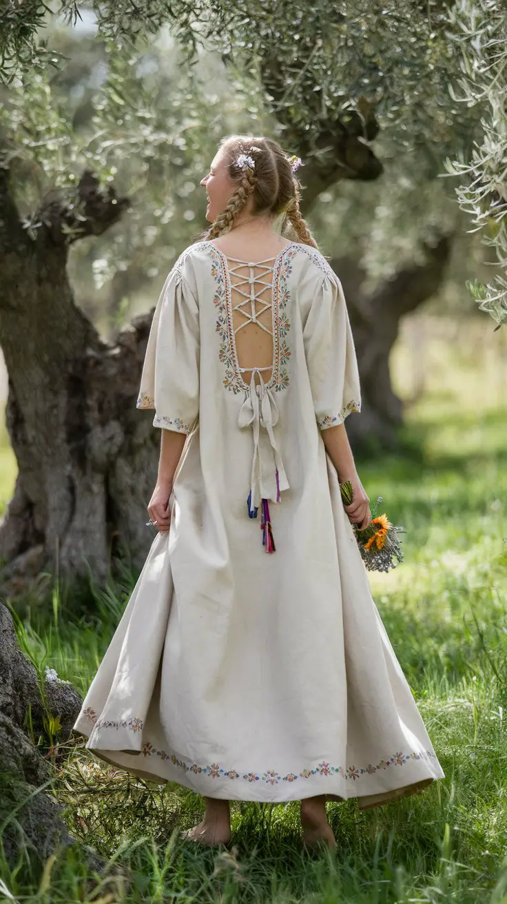 The Embroidered Peasant-Style Gown