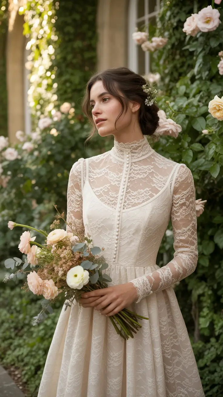The High-Necked Lace Victoriana Gown