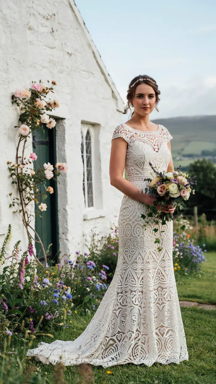 The Lace Celt — Ivory Celtic Lace with Cap Sleeves