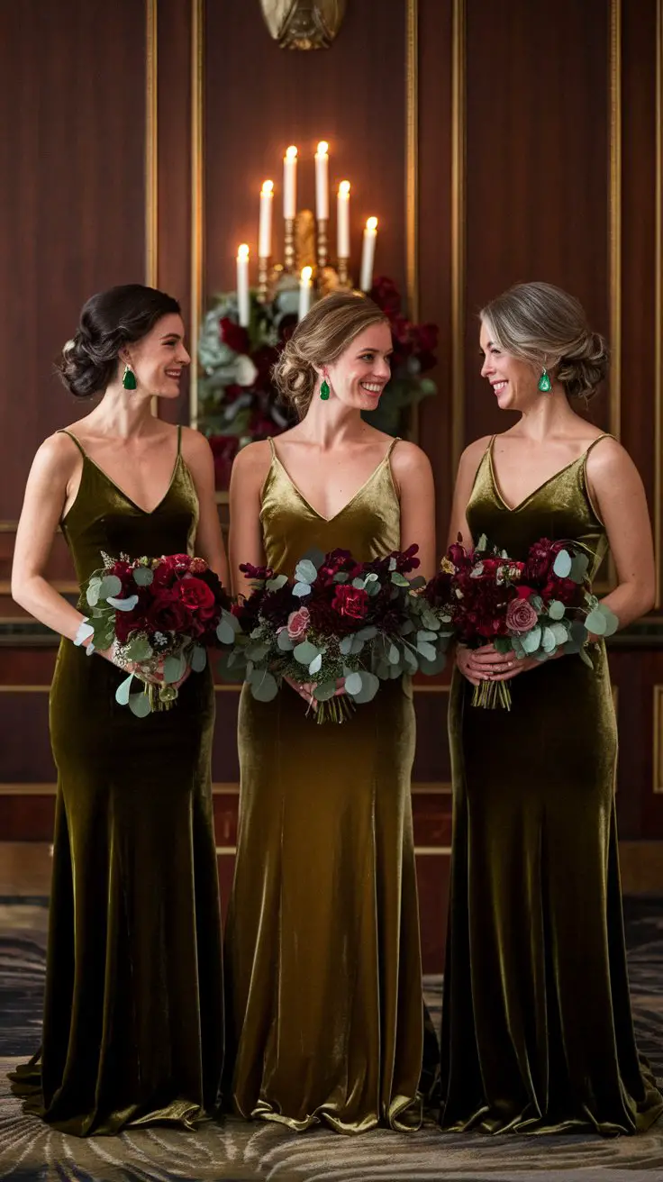 The Olive Velvet Bridesmaid Dress