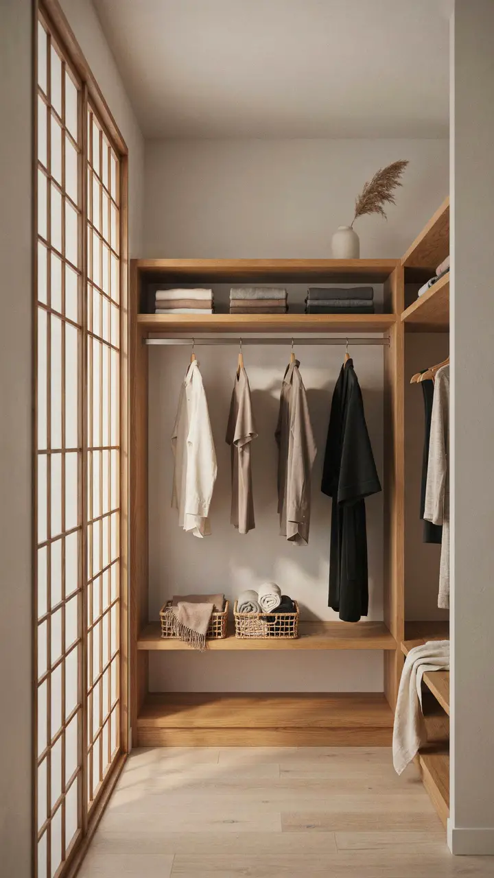 The Open Wardrobe with Natural Wood Frame