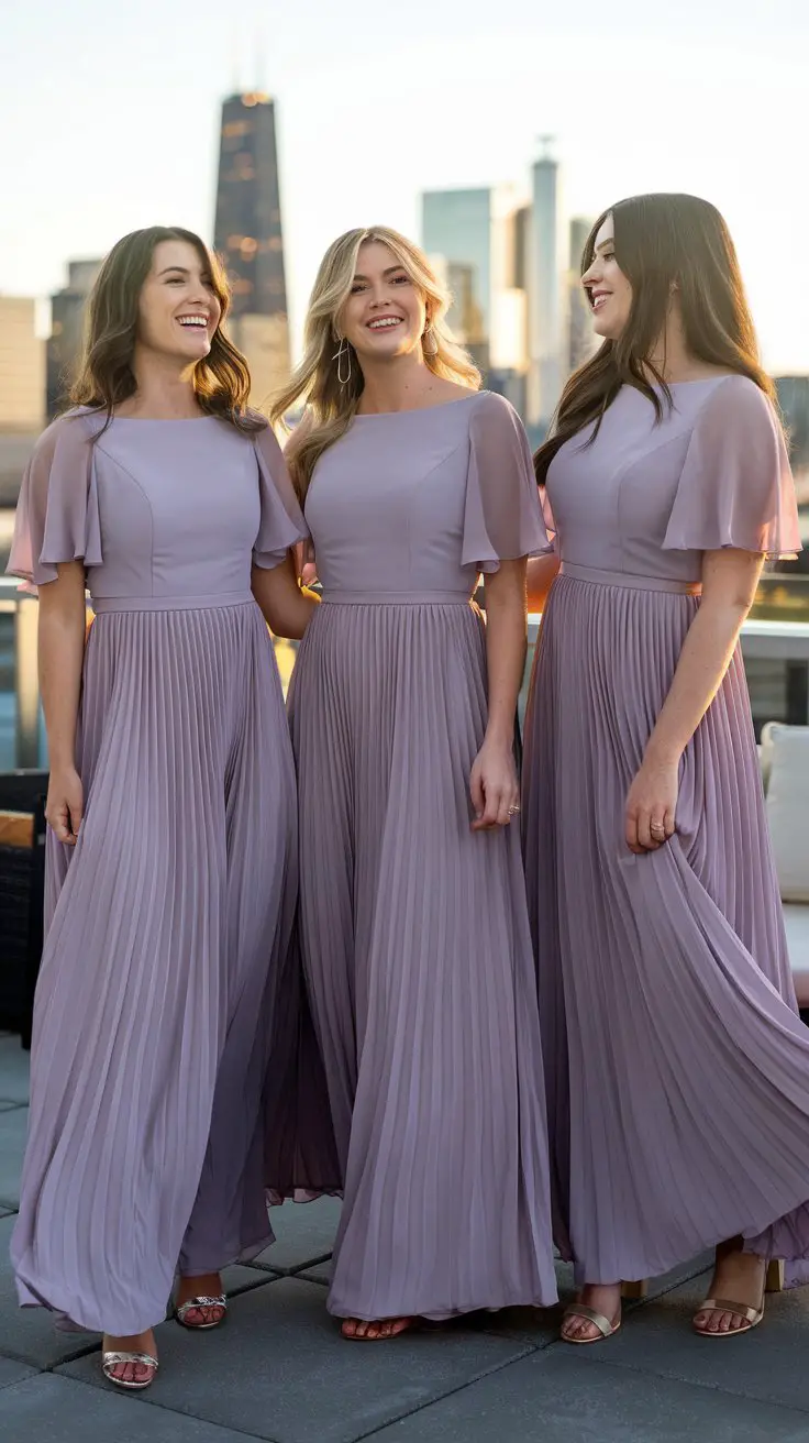 The Pleated Cape-Sleeve Gown
