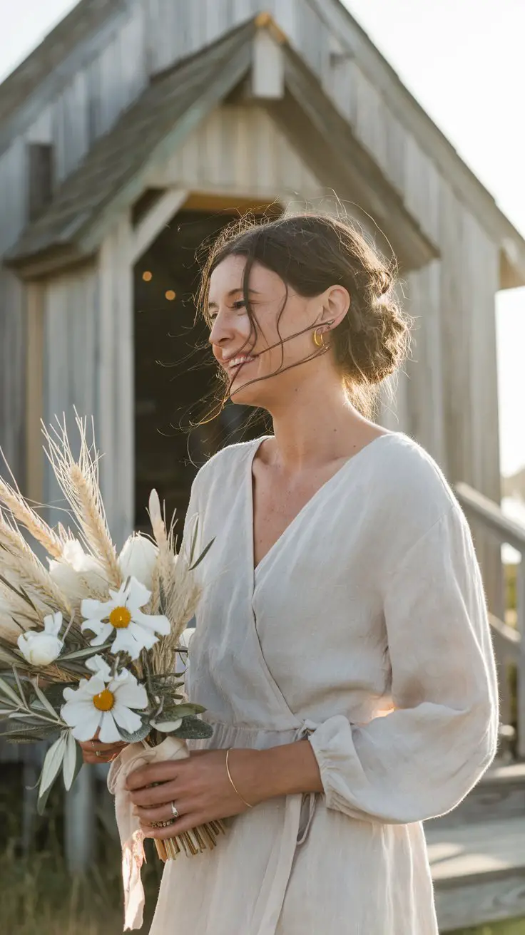 The Relaxed Linen Wrap Dress with an Open Side Back