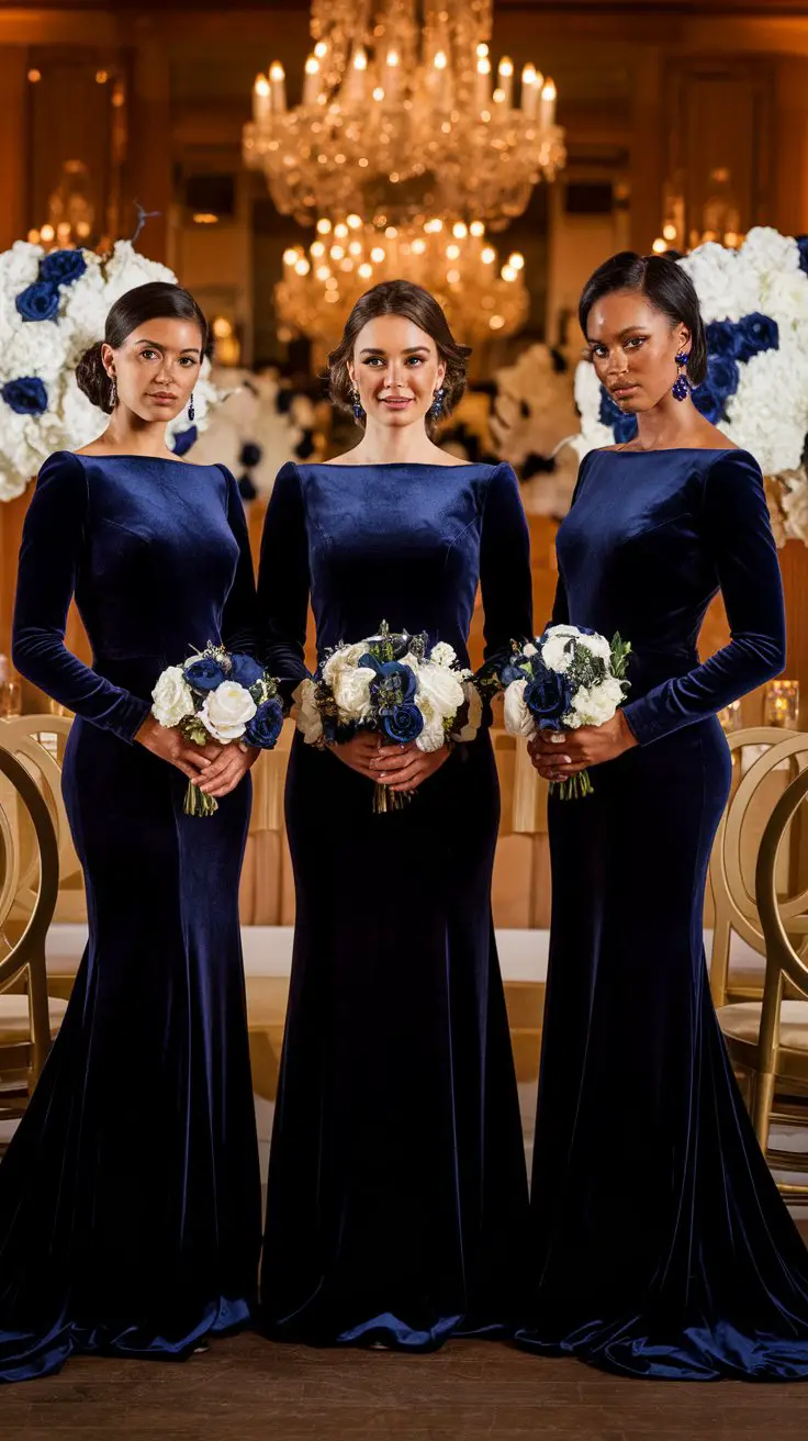 The Structured Long-Sleeve Velvet Gown