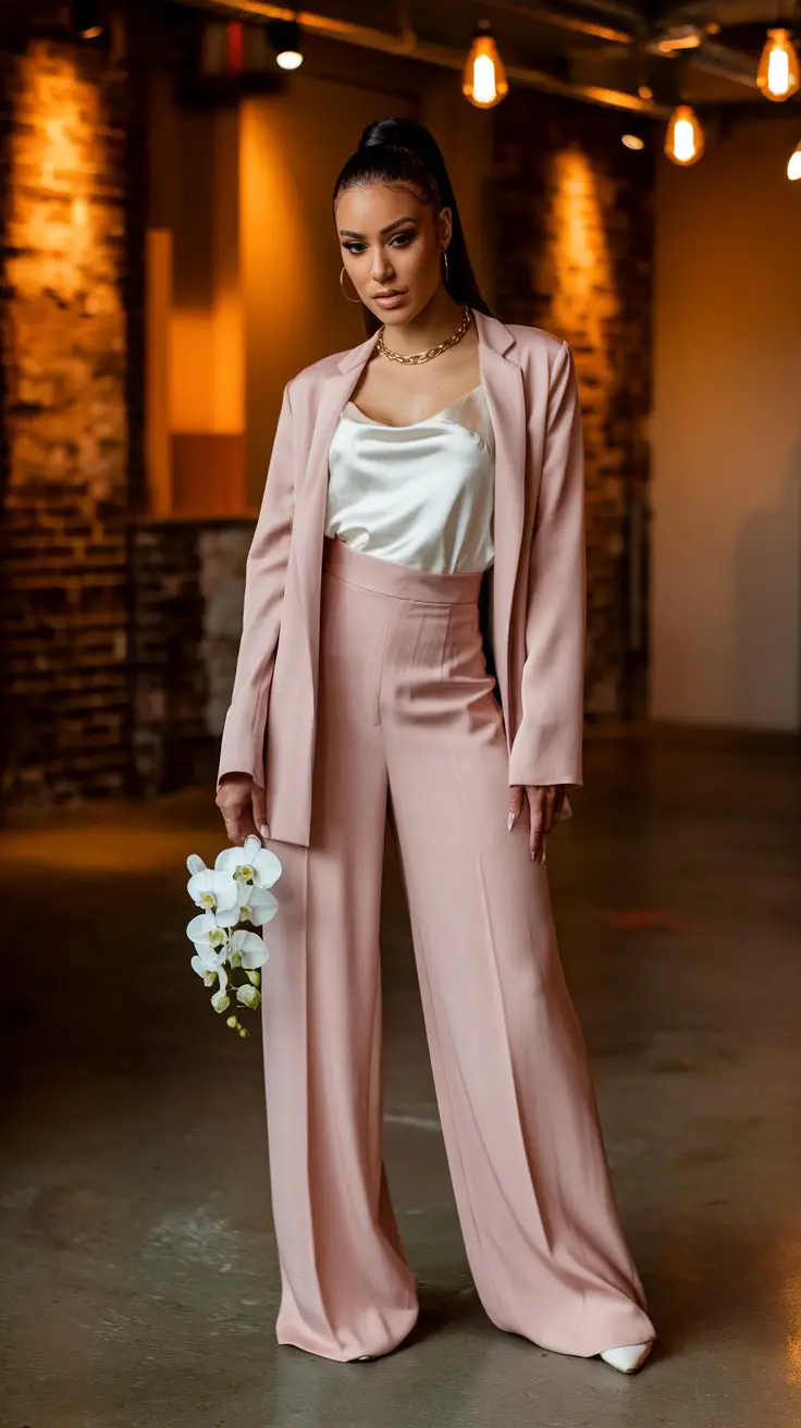 The Tailored Rose Pink Pantsuit