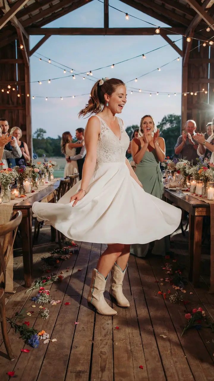The Tea-Length Circle Skirt Dress With Turquoise-Accented Boots