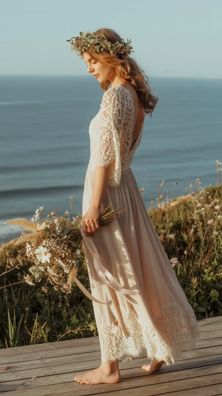 The Victorian Boho Lace Wedding Dress