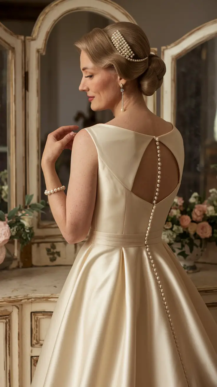 The Vintage-Inspired Satin Gown with a Keyhole Back